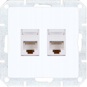 Gniazdo moduł internetowe 2xLAN RJ45 PREMIUM biały