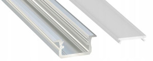 Profil aluminowy wpuszczany B 1m Surowy z kloszem