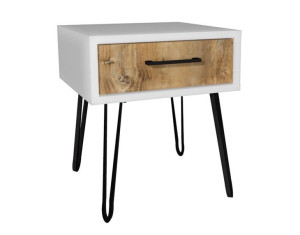 Szafka nocna biała, drewno retro 40x40cm loft nogi