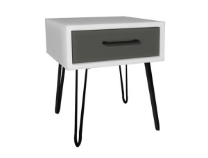 Szafka nocna biała, szary front 40x40cm loft nogi
