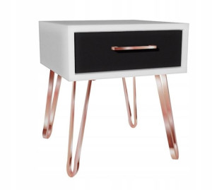 Szafka nocna biało-czarna, rose gold 40x40 GLAMOUR