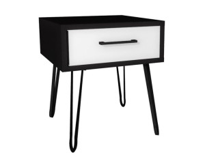 Szafka nocna czarna, biały front 40x40cm loft nogi