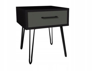 Szafka nocna czarna, szary front 40x40cm loft nogi