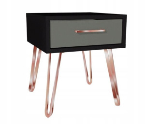 Szafka nocna czarno-szara Rose gold 40x40 GLAMOUR