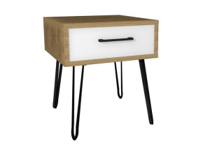 Szafka nocna dąb craft, białe 40x40cm loft nogi