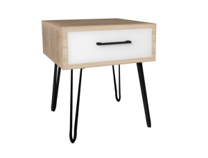 Szafka nocna dąb sonoma, białe 40x40cm loft nogi