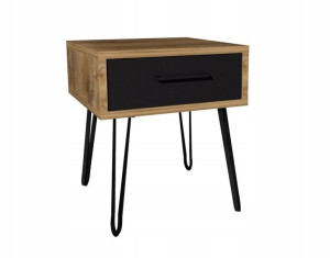 Szafka nocna drewno retro czarne 40x40cm loft nogi