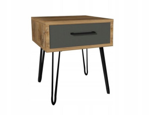 Szafka nocna drewno retro, szare 40x40cm loft nogi