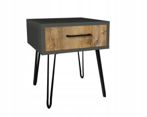 Szafka nocna szara, drewno retro 40x40cm loft nogi