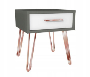 Szafka nocna szaro-biała Rose gold 40x40 GLAMOUR