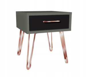 Szafka nocna szaro-czarna Rose gold 40x40 GLAMOUR