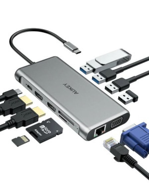 Hub Aukey Cb-c78 12w1 Usb-c Rj45 Hdmi 4k Pd 100w