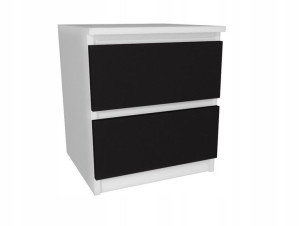 Szafka nocna biała czarny front 45x45cm 2 szuflady