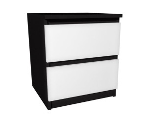 Szafka nocna czarna biały front 45x45cm 2 szuflady