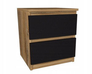 Szafka nocna drewno retro czarne 40x40cm 2szuflady