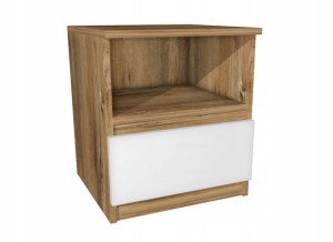 Szafka nocna drewno retro, białe 45x45cm szuflada