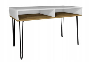 Biurko białe dąb artisan metalowe nog 100x50 półki