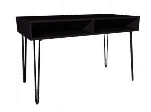 Biurko czarne, metalowe nogi 100x50cm loft, 2półki