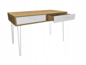 Biurko dąb craft - biały, białe nogi 100x50cm loft