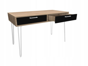 Biurko dąb sonoma czarne fronty loft nogi 100x50cm