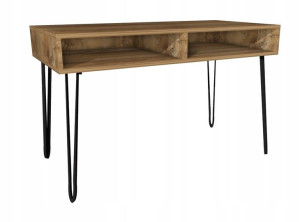 Biurko drewno retro metalowe nogi 100x50cm 2 półki