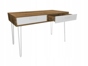Biurko drewno retro-biały białe nogi 100x50cm loft