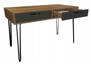 Biurko drewno retro-szare, metalowe nogi 100x50cm
