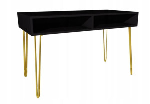 Biurko GLAMOUR 100x50cm loft, złoto, półki