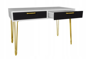 Biurko GLAMOUR białe 100x50cm loftowe złote nogi