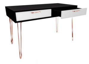 Biurko GLAMOUR czarne 100x50c loftowe różowe złoto
