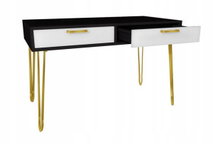 Biurko GLAMOUR czarne 100x50cm loftowe złote nogi