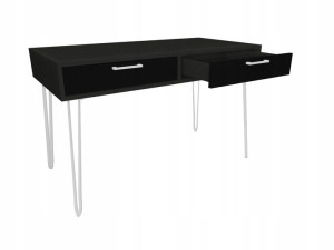 Biurko szaro czarne, białe nogi 100x50cm loft