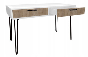 Biurko białe, dąb Sonoma metalowe nogi 120x60cm