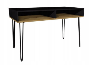 Biurko czarne dąb artisan metalowe 120x60 półki