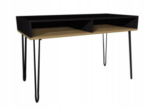 Biurko czarne dąb craft metalowe nogi 120x60 półki