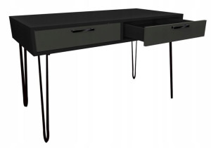 Biurko czarne, szare fronty metalowe nogi 120x60cm