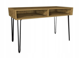 Biurko dąb artisan, metalowe nogi 120x60 2 półki