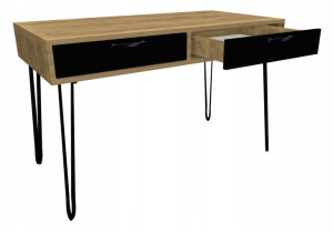 Biurko dąb craft, czarny, metalowe nogi 120x60cm