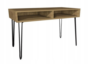 Biurko dąb craft, metalowe nogi 120x60 loft 2półki