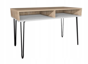 Biurko dąb Sonoma białe, metalowe nogi120x60 półki
