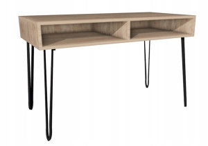 Biurko dąb Sonoma, metalowe nogi 120x60 2 półki