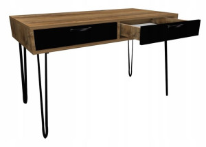 Biurko drewno retro, czarne metalowe nogi 120x60cm
