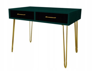 Biurko BUTELKOWA ZIELEŃ GLAMOUR 120x60, złote nogi