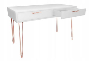 Biurko GLAMOUR 120x60cm loftowe, różowe złoto,