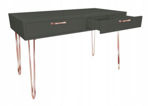 Biurko GLAMOUR szare 120x60cm loft różowe złoto
