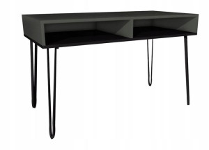Biurko szare czarne metalowe nogi 120x60cm 2 półki