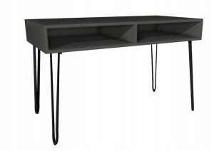 Biurko szare, metalowe nogi 120x60cm loft, 2 półki