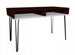 Biurko wenge białe, metalowe nogi 120x60cm 2 półki