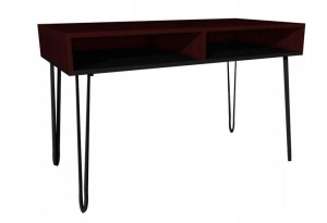 Biurko wenge czarne, metalowe nogi 120x60 2 półki