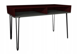 Biurko wenge szare, metalowe nogi 120x60 2 półki